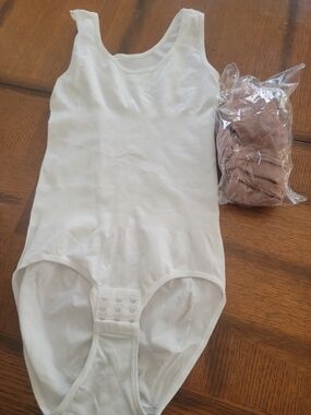 Bundle Of 2 Tummy Control Ribbed  Bodysuit's 1- in White 1- In Rust/brown